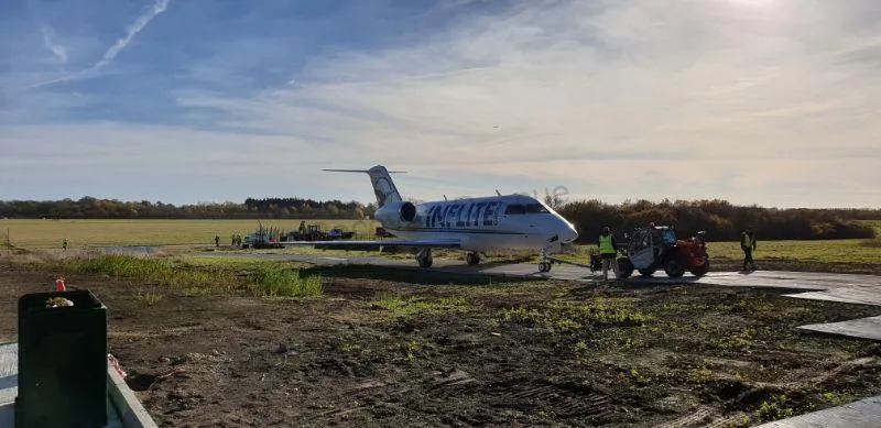 plane being towed